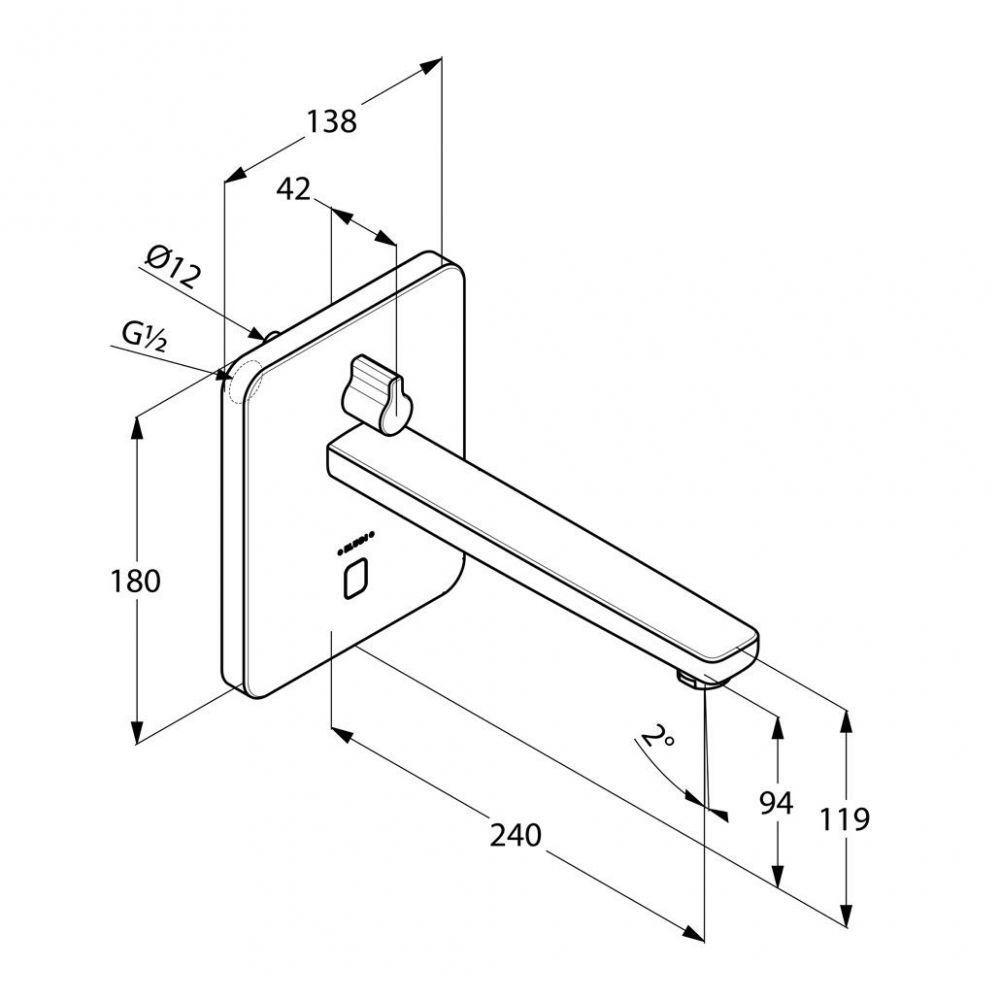 Kludi Zenta E Elektronische Unterputz-Waschtischarmatur mit Temperatur-Wahlgriff soft-edge Ausladung 240mm