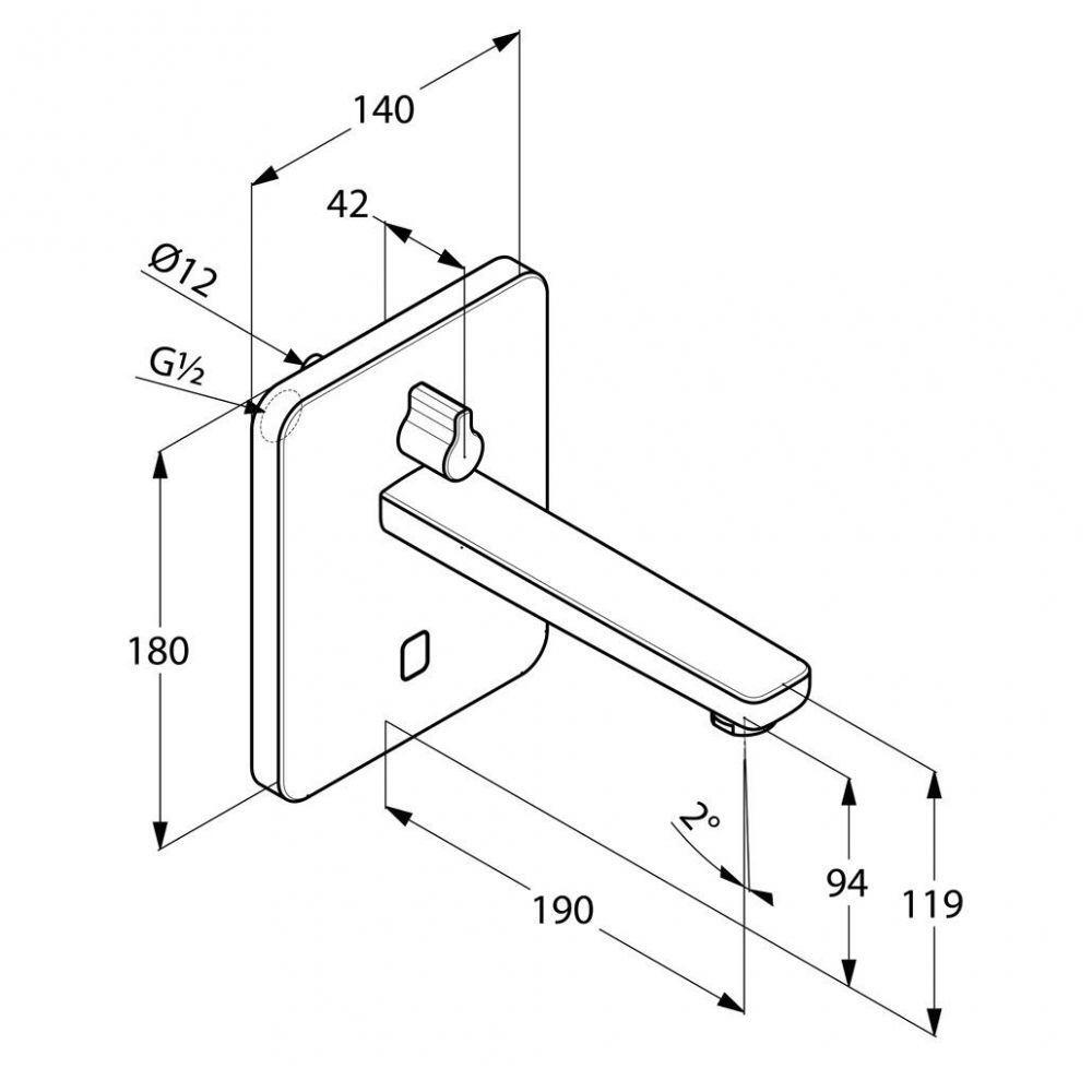 Kludi Zenta E Elektronische Unterputz-Waschtischarmatur mit Temperatur-Wahlgriff soft-edge Ausladung 190mm