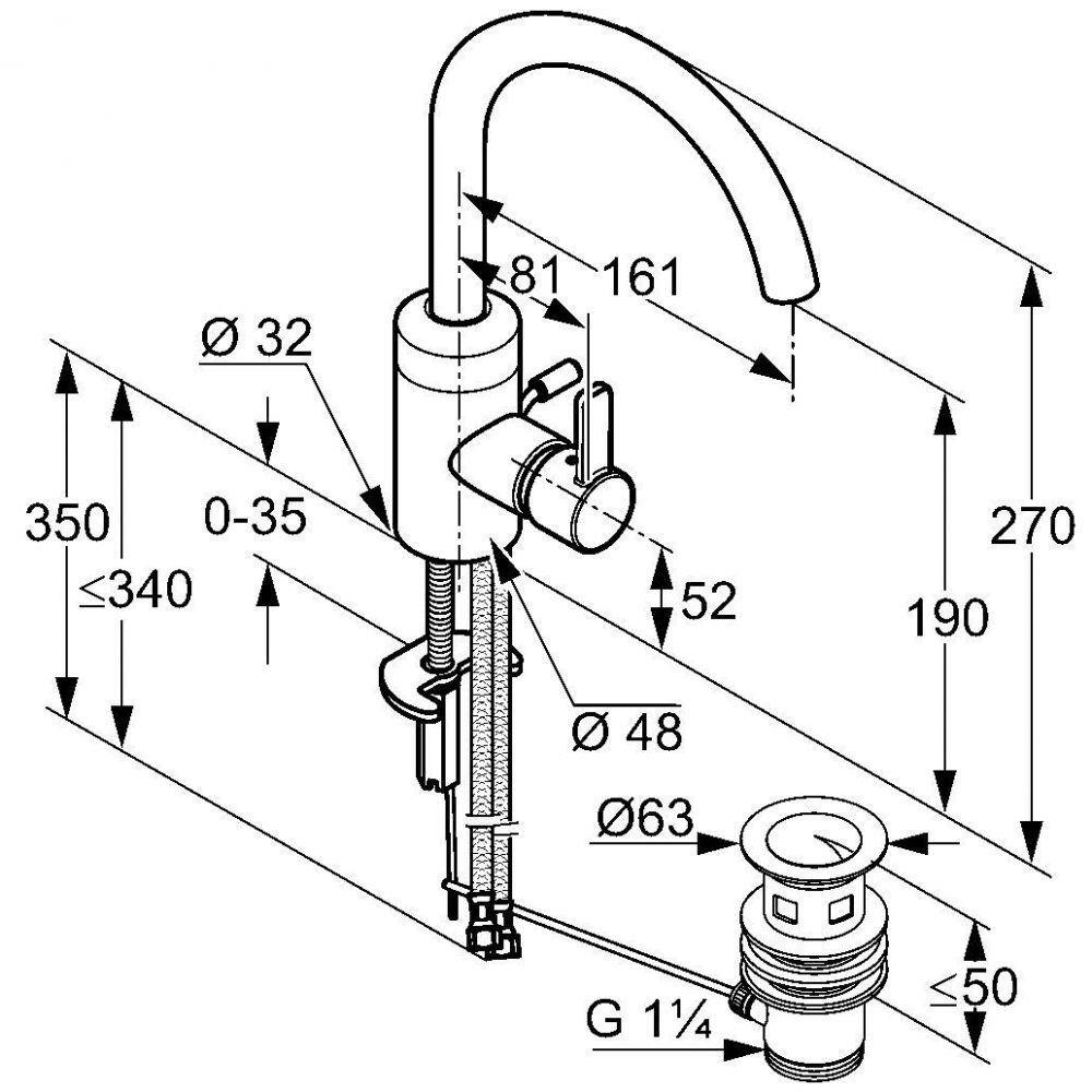 Kludi Zenta Waschtisch-Einhandmischer mit hohem schwenkbarem Auslauf DN 10