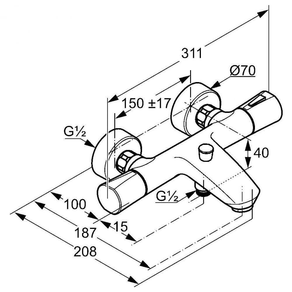 Kludi Zenta Thermostat Wannenfüll- und Brausearmatur DN 15 Chrom