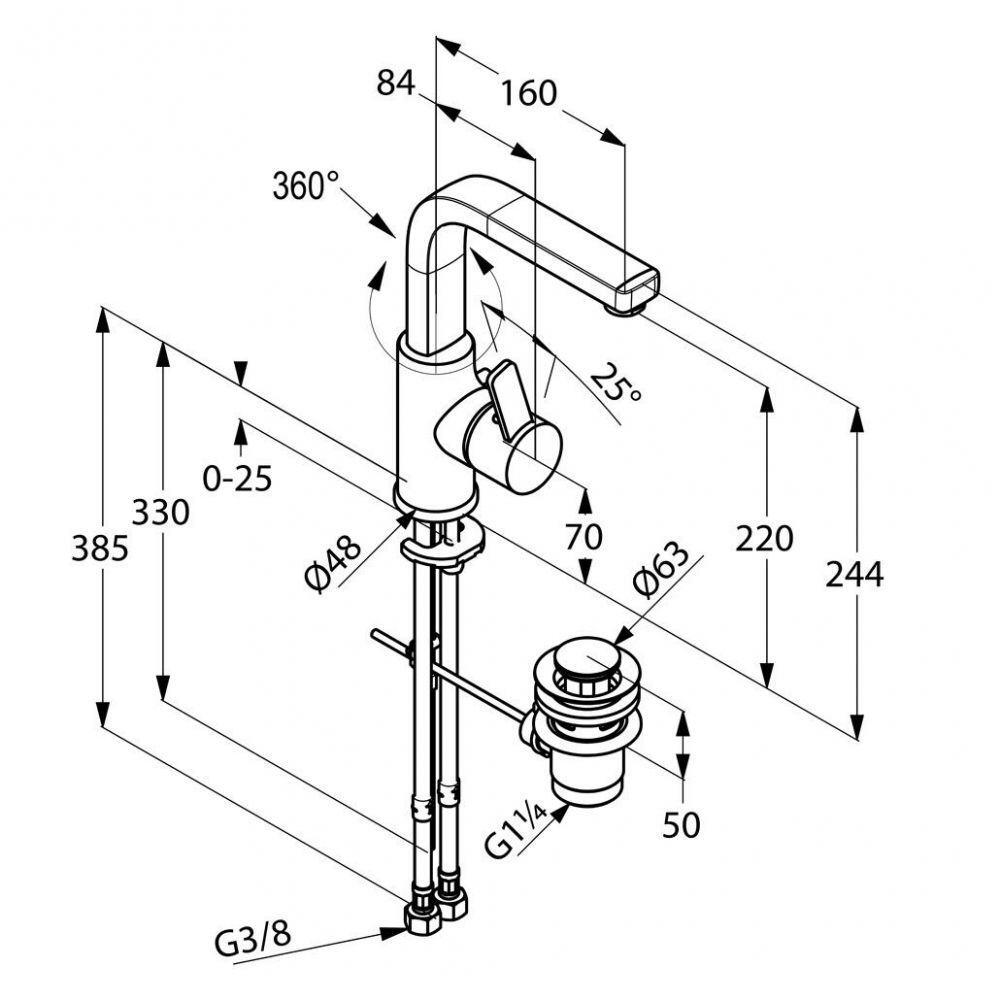 Kludi Zenta Waschtisch-Einhandmischer mit schwenkbaren Auslauf DN 10 eckig
