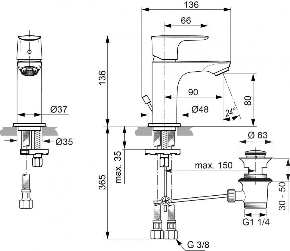 Ideal Standard Connect Air Waschtischarmatur Piccolo