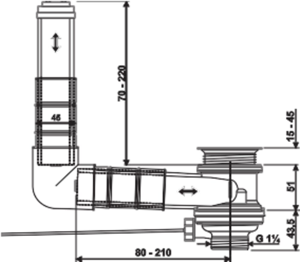 SANIT WT-Ablauf Ineo Flux G 11/4  für Waschtische ohne Überlauf