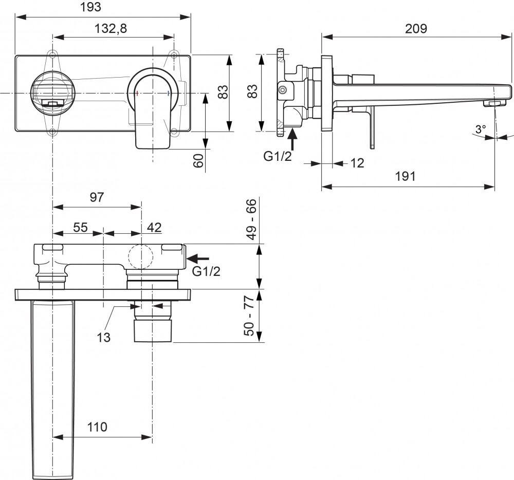 Ideal Standard EDGE Wand-Waschtischarmatur