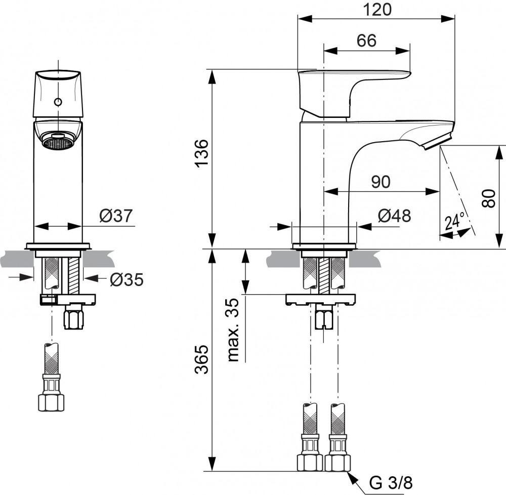 Ideal Standard Connect Air Waschtischarmatur Piccolo ohne Ablaufgarnitur