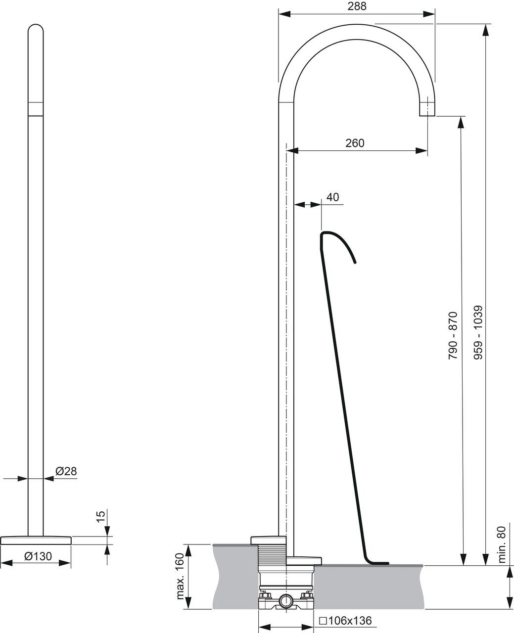 Ideal Standard Joy Freistehender Wanneneinlauf