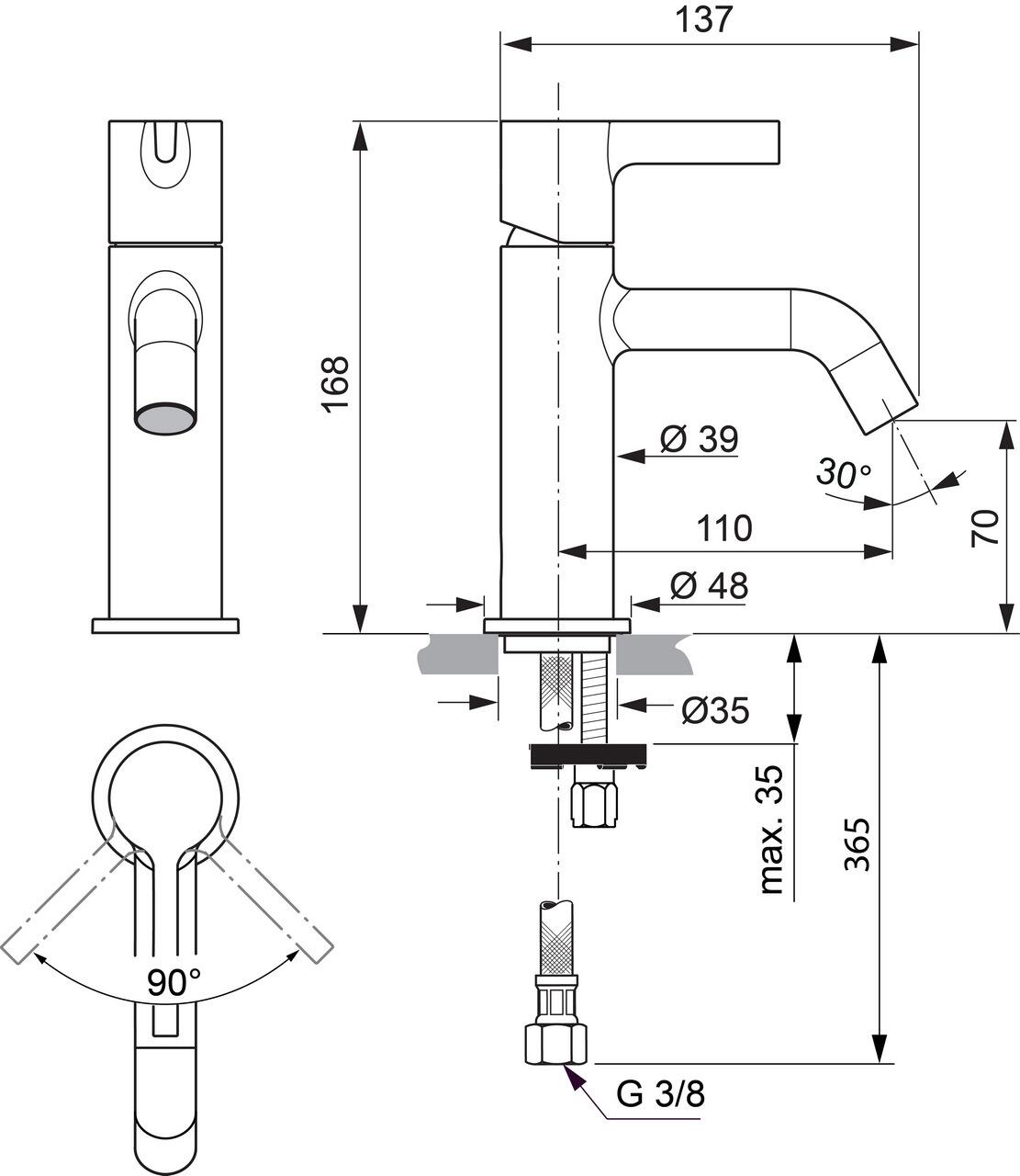 Ideal Standard Joy Waschtischarmatur ohne Ablaufgarnitur chrom