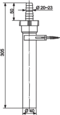 SANIT Anschlussrohr mit Schlauchtülle und Gumminippel, d:40 x 305 mm