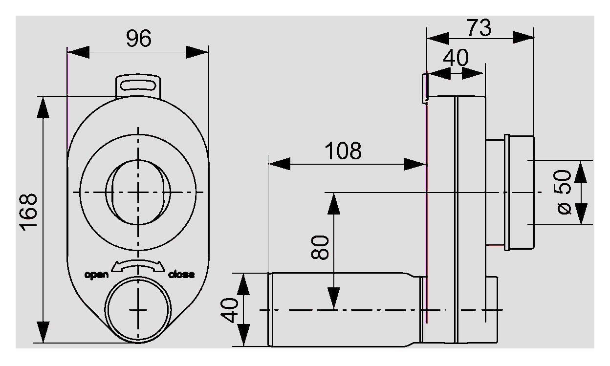 SANIT Urinal Absaug- Geruchsverschluss DN50/40 waagerecht
