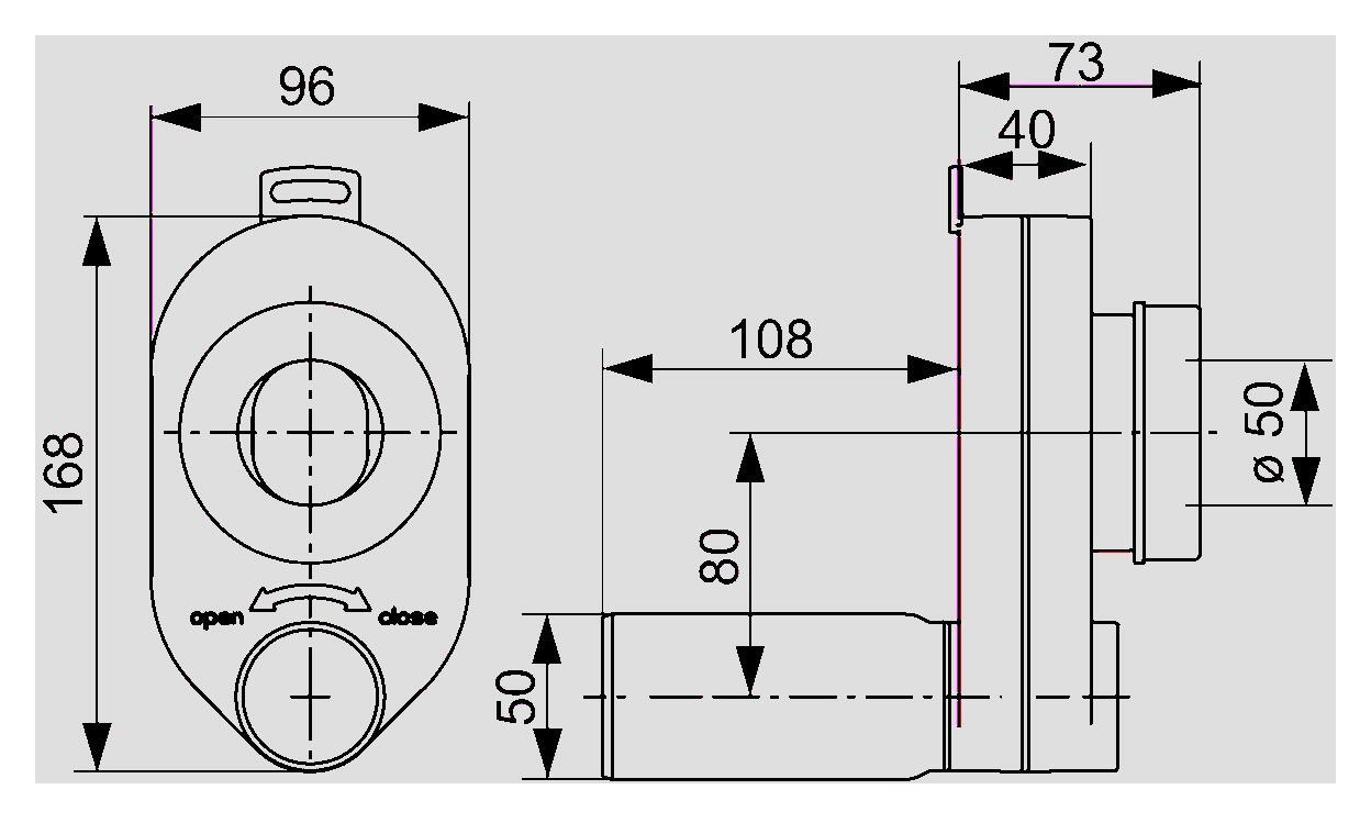 SANIT Urinal Absaug- Geruchsverschluss DN50/50 waagerecht