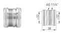 ASW Kupplung Messing verchromt für Rohr 32mm