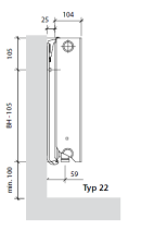 Purmo Plan Ventil Compact M Flex Mittelanschluss Typ 22 Bauh&ouml;he:600mm