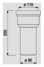 SANIT WC-Anschlussstutzen 250mm DN90 weiß