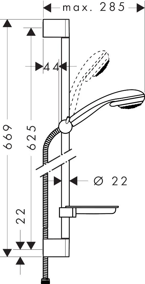 Hansgrohe Crometta 85 Brauseset Vario mit Brausestange 65 cm und Seifenschale