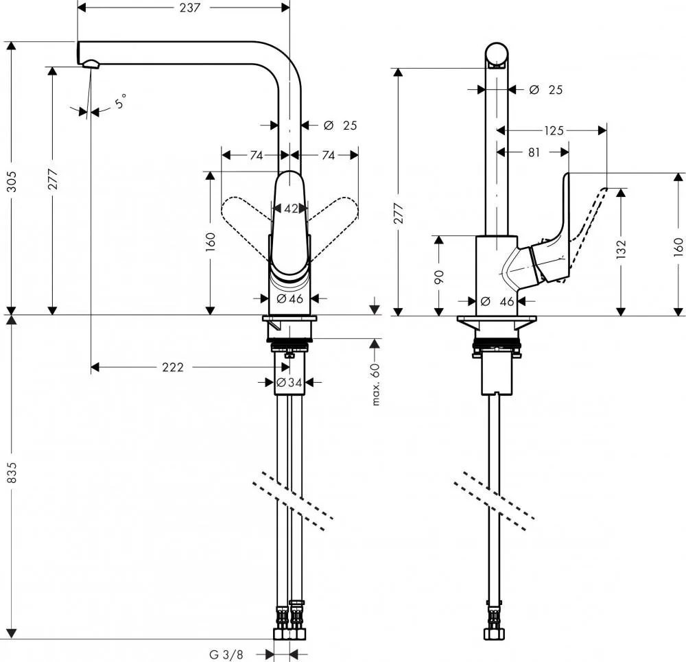Hansgrohe Focus Einhebel-K&uuml;chenmischer 280 Edelstahl