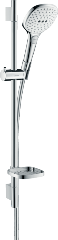 Hansgrohe Raindance Select E Brauseset 120 3jet EcoSmart 9 l/min mit Brausestange 65 cm und Seifenschale wei&szlig;/chrom