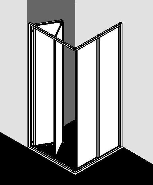 Kermi Nova 2000 Halbteil Eckeinstieg Gleittür 2teilig Kunstglas Höhe 2000mm - Kombination eine