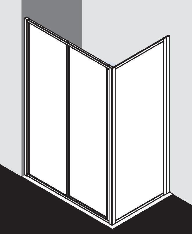 Kermi Nova 2000 Gleit&uuml;r 2teilig mit Festfeld Kunstglas H&ouml;he 1850mm