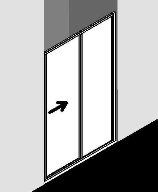 Kermi Nova 2000 Gleitür 2teilig mit Festfeld Kunstglas Höhe 1850mm