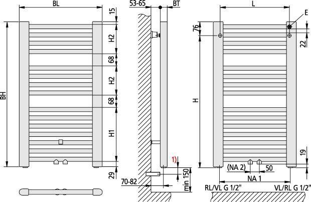 Kermi Basic-50 Badheizkörper weiß gerade