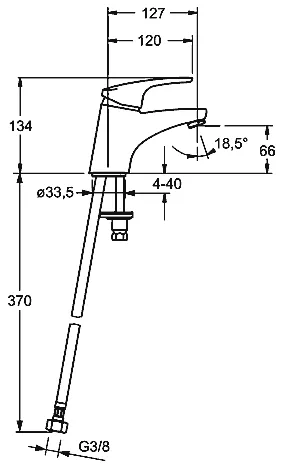 HANSAMIX Waschtisch-Einhand-Einlochbatterie XS, DN 15 ohne Ablaufgarnitur