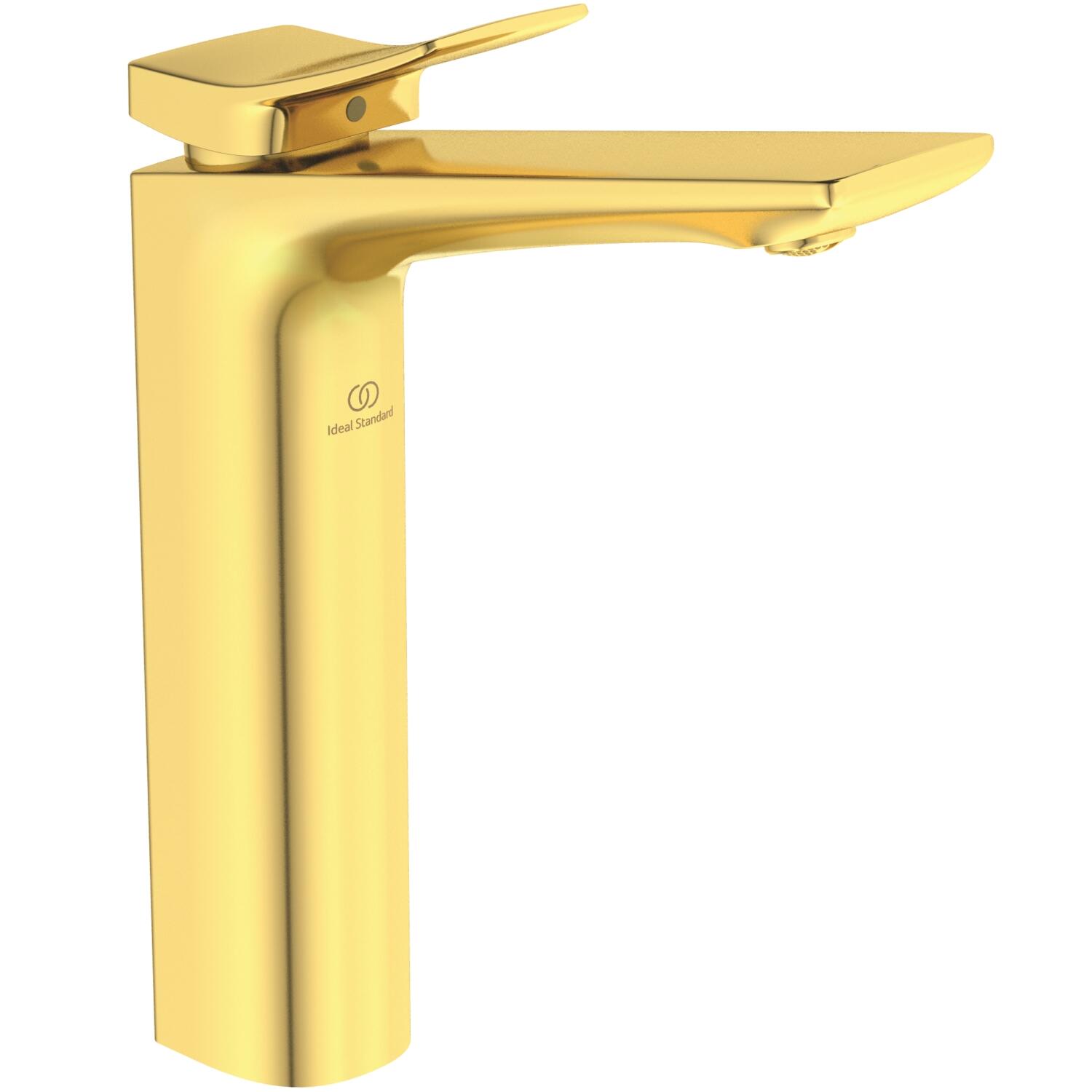 Ideal Standard Check Waschtischarmatur mit verl&auml;ngertem Sockel ohne Ablaufgarnitur Brushed Gold