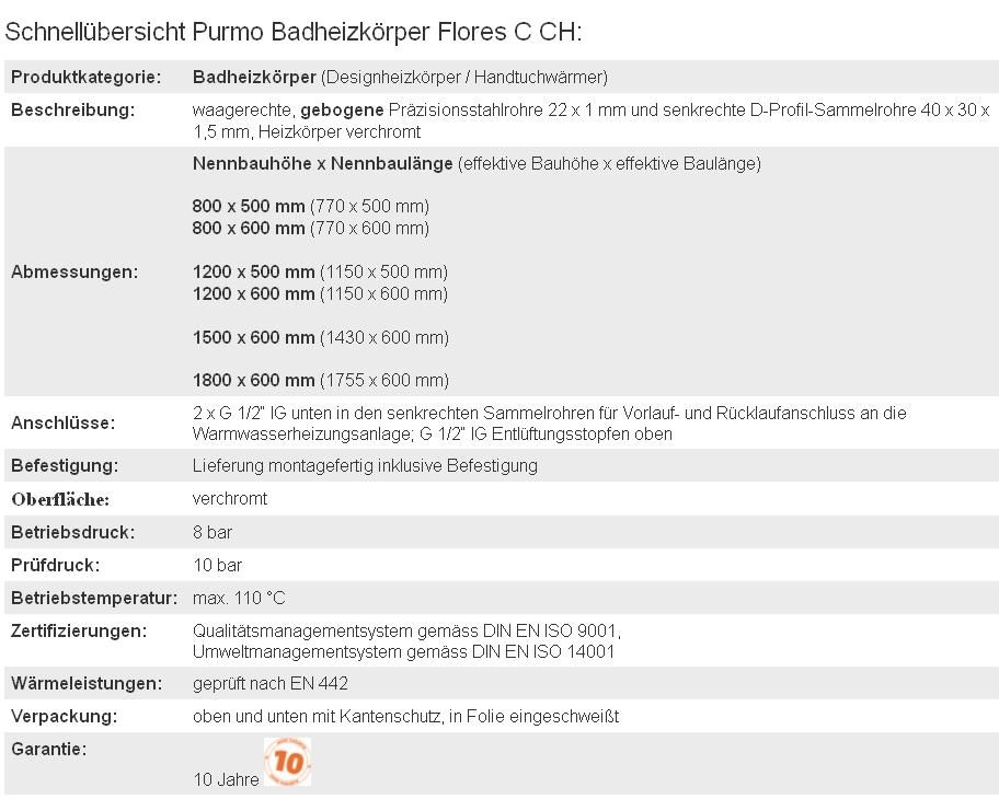 Purmo Badheizk&ouml;rper Flores C CH