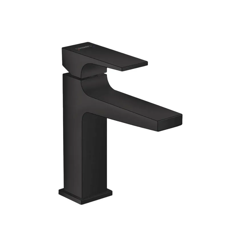 Hansgrohe Metropol Einhebel-Waschtischmischer 110 mit Hebelgriff und Push-Open Ablaufgarnitur mattschwarz