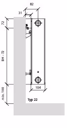Purmo Plan Compact Modernisierungs- Heizk&ouml;rper Typ 22, Bauh&ouml;he:550mm