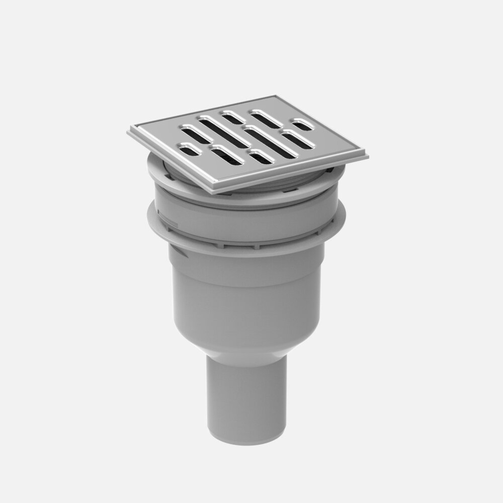 SANIT Doucheafvoer 823/90S (afvoer ø 50 mm verticaal, met verchroomde afdekplaat, platte afdichting, voor douchebakken met afvoer 90 mm) 34.046.00.000, chroom