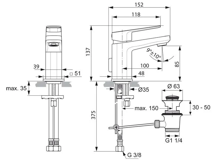 Ideal Standard Tonic II Waschtischarmatur PICCOLO