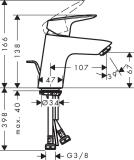 Hansgrohe Logis Einhebel-Waschtischmischer 70 LowFlow mit Zugstangen-Ablaufgarnitur