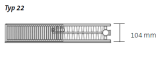 Purmo Plan Ventil Compact Mittelanschluss Typ 22 Bauhöhe:600mm