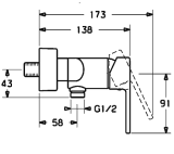 HANSARONDA Einhand-Brause-Batterie, DN 15 (G 1/2) für Wandaufbau