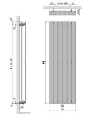 Paneelheizkörper Vertikal zweilagig Höhe 1600mm