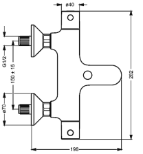 HANSAUNITA Wannen-Thermostat-Batterie, DN 15 (G 1/2) für Wandaufbau