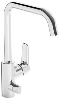 HANSAPOLO Spültisch-Einhand-Einlochbatterie, DN 15 hoher Auslauf mit Geräte-Absperrventil