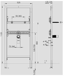 SANIT Waschtisch-Element INEO Einlocharmaturen 1120/525