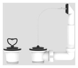 SANIT Ab-u. &Uuml;berlaufgarnitur mit zus&auml;tzlichem Ablaufventil, 1 1/2"