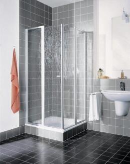 Kermi Nova 2000 Halbteil Eckeinstieg Pendeltür mit Festfeld Kunstglas Höhe 1850mm