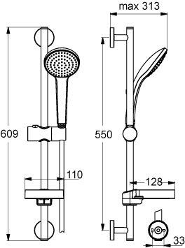 Ideal Standard Brausekombination 600 mm M1 mit 1-Funktionshandbrause