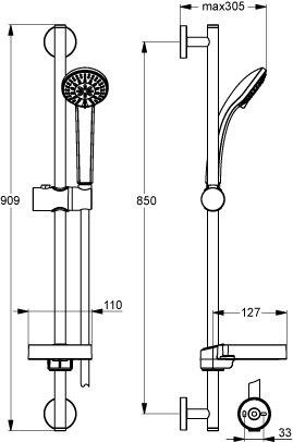 Ideal Standard Brausekombination 900 mm S3 mit 3-Funktionshandbrause