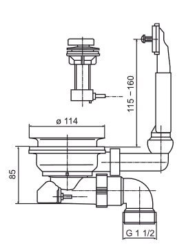 SANIT Körbchen-Ablaufgarnitur 3 1/2 mit Überlauf,Abgang 1 1/2