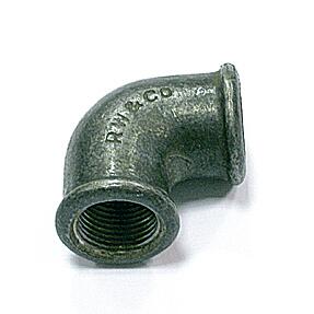 Temperguss Winkel 90 90 Grad, mit 2 IG schwarz