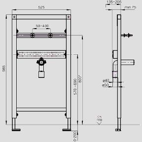 SANIT Waschtisch-Element INEO Einlocharmaturen BH 985mm