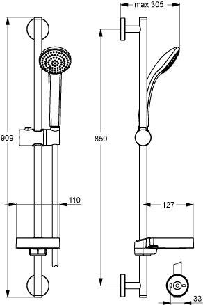 Ideal Standard Brausekombination 900 mm S1 mit 1-Funktionshandbrause