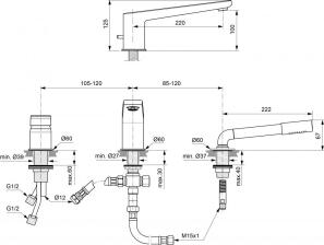 Ideal Standard Tonic II 3-Loch-Badearmatur mit Wanneneinlauf und Handbrause