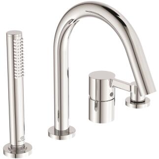 Ideal Standard Joy 4-Loch Wannenrandarmatur mit Auslauf, ausziehbarer Stabhandbrause und Umsteller