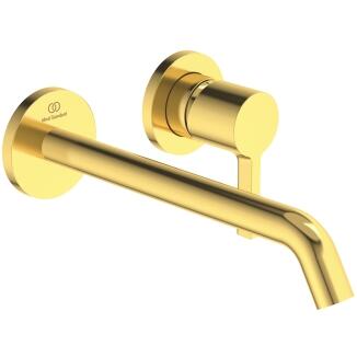 Ideal Standard Joy Wand-Waschtischarmatur Bausatz 2, runde Rosette, Auslauf 220 mm Brushed Gold