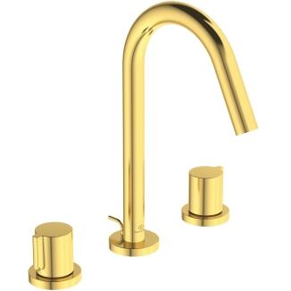 Ideal Standard Joy 3-Loch Waschtischmischer mit Metall-Ablaufgarnitur Brushed Gold